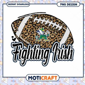 Fighting Irish Leopard Print Football PNG Design Download