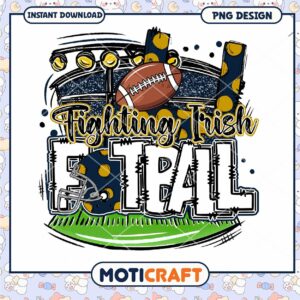 Fighting Irish Football PNG Design for Instant Download