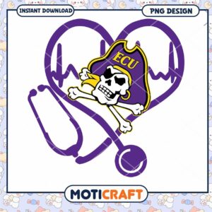 East Carolina University Pirate Heartbeat PNG Design
