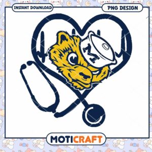 Cute Bear Nurse Heart Stethoscope Design PNG Download