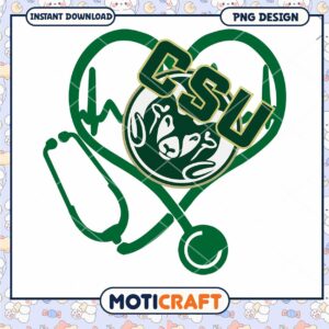 CSU Heart Stethoscope PNG Design for Instant Download