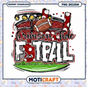 Crimson Tide Football PNG Design Instant Download Art