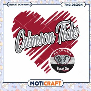 Crimson Tide Heart Design PNG for Alabama Fans Download
