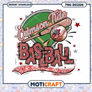Crimson Tide Baseball Design Instant Download PNG File
