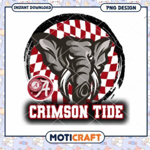 Crimson Tide Elephant Graphic PNG Instant Download Design