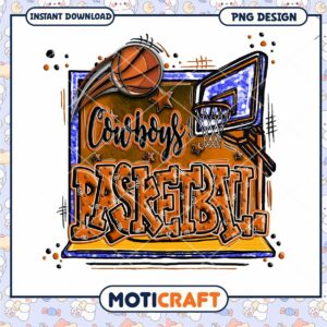 Cowboys Basketball PNG Design Instant Download Art
