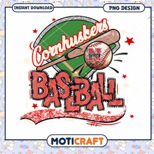 Cornhuskers Baseball Graphic Instant Download PNG Design