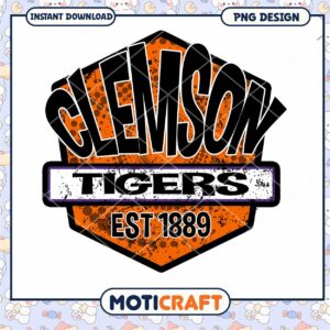 Clemson Tigers Vintage Logo PNG Instant Download Art