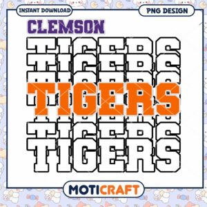 Clemson Tigers PNG Design Instant Download Graphics