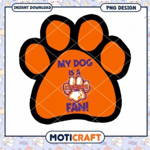 Clemson Dog Fan Paw Print PNG Instant Download Design