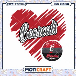 Cincinnati Bearcats Heart Design PNG Instant Download