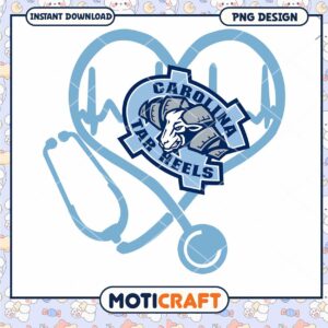 Carolina Tar Heels Heart Stethoscope PNG Design Download