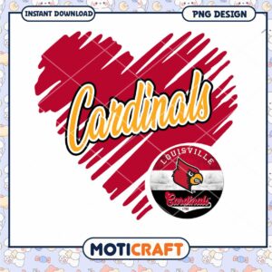 Cardinals Heart Design PNG Instant Download Art File