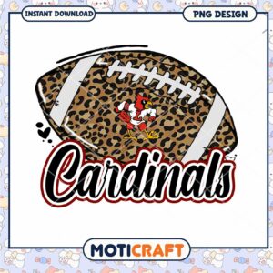 Cardinals Leopard Print Football PNG Instant Download Design