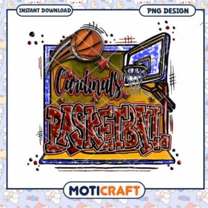 Cardinals Basketball PNG Design for Instant Download