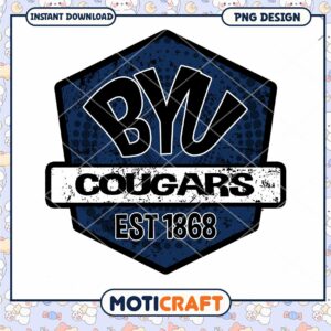 BYU Cougars Vintage Logo PNG Design Instant Download