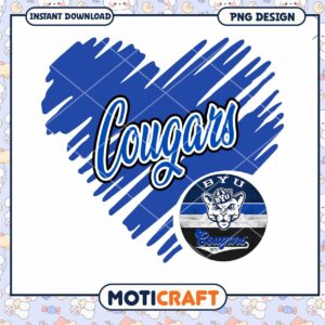 BYU Cougars Heart Design PNG Instant Download Gift