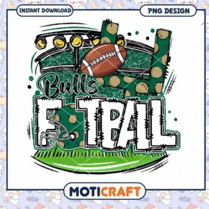 Bulls Football Graphic Fun PNG Instant Download Design