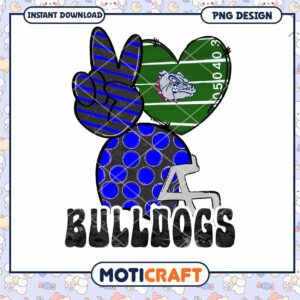 Bulldogs Peace Love and Football PNG Design Download