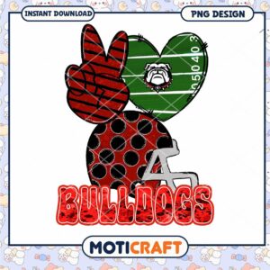 Bulldogs Heart Peace Sign PNG Digital Download Design