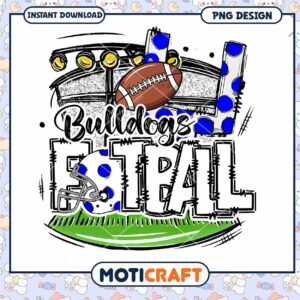 Bulldogs Football PNG Design for Instant Download