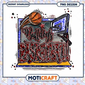 Bulldogs Basketball PNG Design Instant Download Art