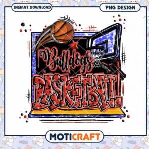 Bulldogs Basketball PNG Design for Instant Download Art