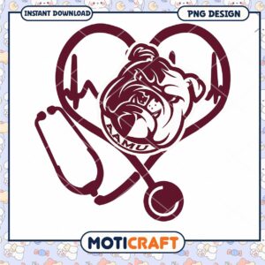 Bulldog Heartbeat Stethoscope PNG Design Download