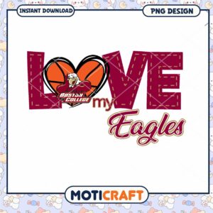 Boston College Eagles Love Heart Basketball PNG Design