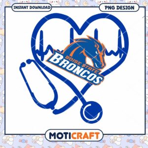 Boise State Broncos Heart Stethoscope PNG Design Download