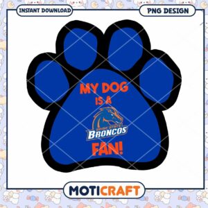 Boise State Broncos Dog Fan Paw Print PNG Design