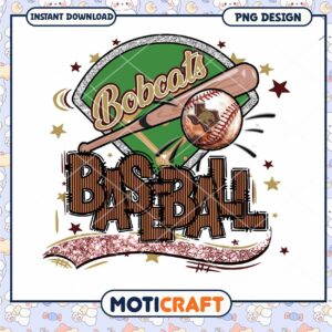 Bobcats Baseball PNG Design for Instant Download Art