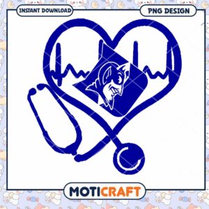 Blue Heartbeat Stethoscope PNG Design Instant Download