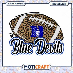 Blue Devils Football PNG Design with Leopard Print Art