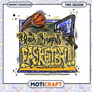 Black Knights Basketball PNG Design Instant Download Art