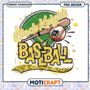 Black Knights Baseball PNG Design for Instant Download