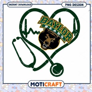 Baylor Bears Heartbeat Stethoscope PNG Design Download