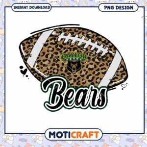 Baylor Bears Football Animal Print PNG Graphic Design