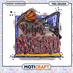 Basketball Badgers Fun PNG Design for Instant Download
