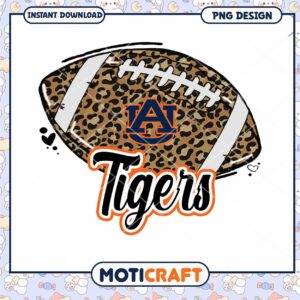 Auburn Tigers Leopard Print Football PNG Design Download