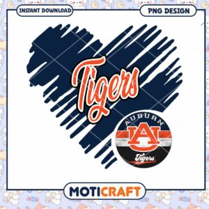 Auburn Tigers Heart PNG Design for Instant Download