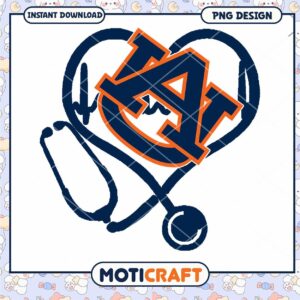 Auburn Heart Stethoscope PNG Design Downloadable Art