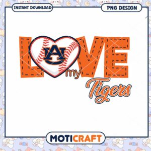 Auburn Love PNG Design for Tigers Baseball Fans