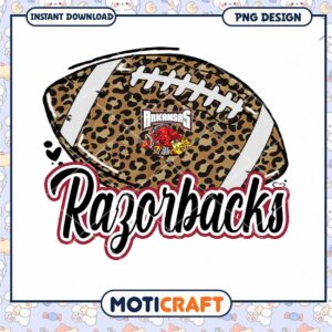 Arkansas Razorbacks Leopard Print Football PNG Design