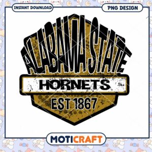 Alabama State Hornets Vintage Logo PNG Instant Download