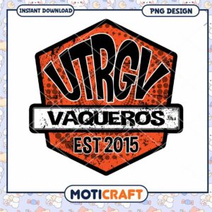 UTRGV Vaqueros Vintage Logo PNG Instant Download Design