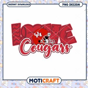 Love Cougars Football PNG Design for Instant Download