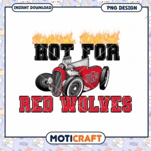 Hot for Red Wolves Vintage Car Graphic PNG Design Hot for Red Wolves Vintage Car Graphic PNG Design