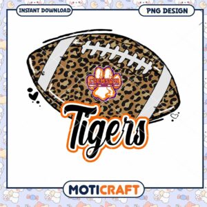 Clemson Tigers Football PNG Design with Leopard Print