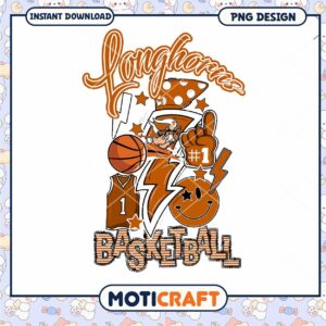 Longhorns Basketball PNG Design for Instant Download